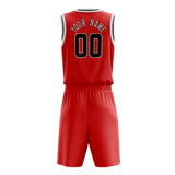 Custom Red Black Solid Color Basketball Jersey