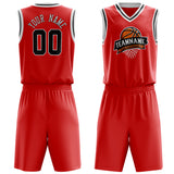 Custom Red Black Solid Color Basketball Jersey