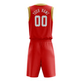 Custom Red White Solid Color Basketball Jersey