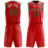 Custom Red Black Solid Color Basketball Jersey