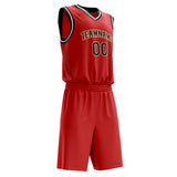 Custom Red Black Solid Color Basketball Jersey