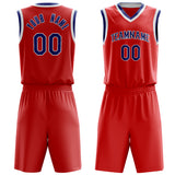 Custom Red Navy Solid Color Basketball Jersey