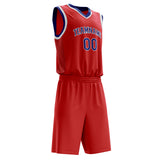 Custom Red Navy Solid Color Basketball Jersey