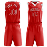 Custom Red White Solid Color Basketball Jersey