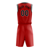 Custom Red Black Pinstripe Basketball Jersey