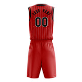 Custom Red Black Pinstripe Basketball Jersey