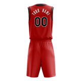 Custom Red Black Solid Color Basketball Jersey