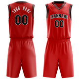 Custom Red Black Solid Color Basketball Jersey