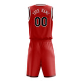 Custom Red Black Solid Color Basketball Jersey