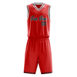 Custom Red Black Solid Color Basketball Jersey