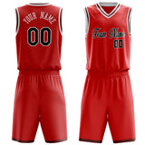 Custom Red Black Solid Color Basketball Jersey