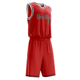 Custom Red Black Solid Color Basketball Jersey