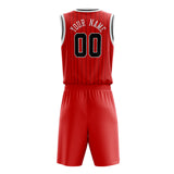 Custom Red Black Pinstripe Basketball Jersey