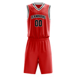 Custom Red Black Pinstripe Basketball Jersey