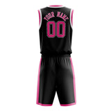 Custom Black Pink Solid Color Basketball Jersey