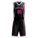 Custom Black Pink Solid Color Basketball Jersey