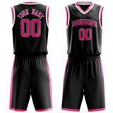 Custom Black Pink Solid Color Basketball Jersey