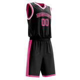 Custom Black Pink Solid Color Basketball Jersey