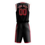 Custom Black Red Solid Color Basketball Jersey