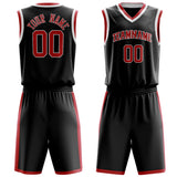 Custom Black Red Solid Color Basketball Jersey