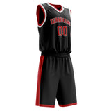 Custom Black Red Solid Color Basketball Jersey