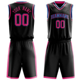 Custom Black Pink Solid Color Basketball Jersey