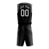 Custom Black White Solid Color Basketball Jersey