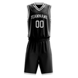 Custom Black White Solid Color Basketball Jersey