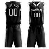 Custom Black White Solid Color Basketball Jersey