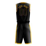 Custom Black Gold Solid Color Basketball Jersey