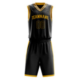 Custom Black Gold Solid Color Basketball Jersey