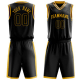 Custom Black Gold Solid Color Basketball Jersey