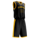 Custom Black Gold Solid Color Basketball Jersey