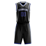 Custom Black White Pinstripe Basketball Jersey