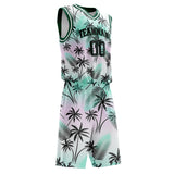 Custom Black Black Tropical Hawaii Palm Leaves Basketball Jersey