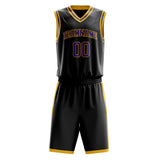 Custom Black Gold Solid Color Basketball Jersey