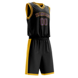 Custom Black Gold Solid Color Basketball Jersey