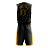 Custom Black Gold Solid Color Basketball Jersey