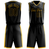 Custom Black Gold Solid Color Basketball Jersey