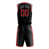 Custom Black Red Solid Color Basketball Jersey