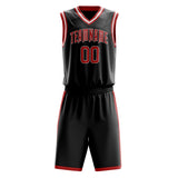 Custom Black Red Solid Color Basketball Jersey