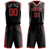 Custom Black Red Solid Color Basketball Jersey