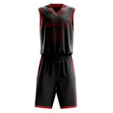 Custom Black Red Solid Color Basketball Jersey