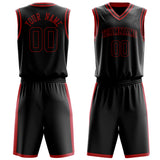 Custom Black Red Solid Color Basketball Jersey