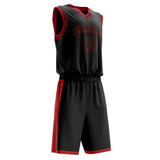 Custom Black Red Solid Color Basketball Jersey