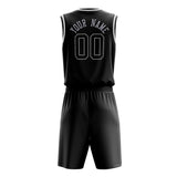 Custom Black White Solid Color Basketball Jersey