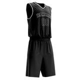 Custom Black White Solid Color Basketball Jersey