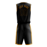 Custom Black Old-Gold Solid Color Basketball Jersey