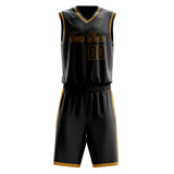 Custom Black Old-Gold Solid Color Basketball Jersey