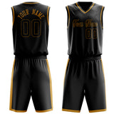 Custom Black Old-Gold Solid Color Basketball Jersey